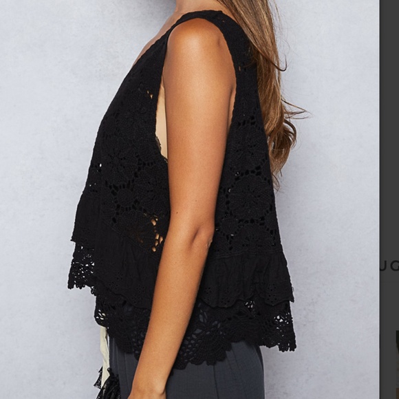 POL Floral Crochet Layered Eyelet Lace Tank Top - Picture 4 of 5